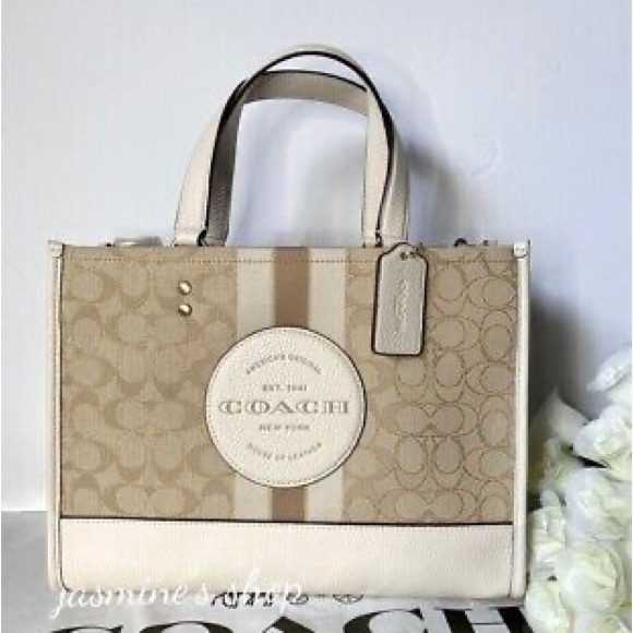 COPY - Coach Tan and Cream Signature Tote Bag with Leather Handles - Picture 1 of 13